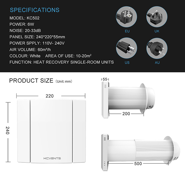 Single Room Fresh Air Ventilator VT502