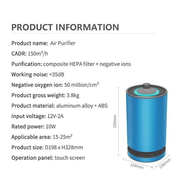 Office Desktop Air Purifiers Negative Ion Hepa Filter