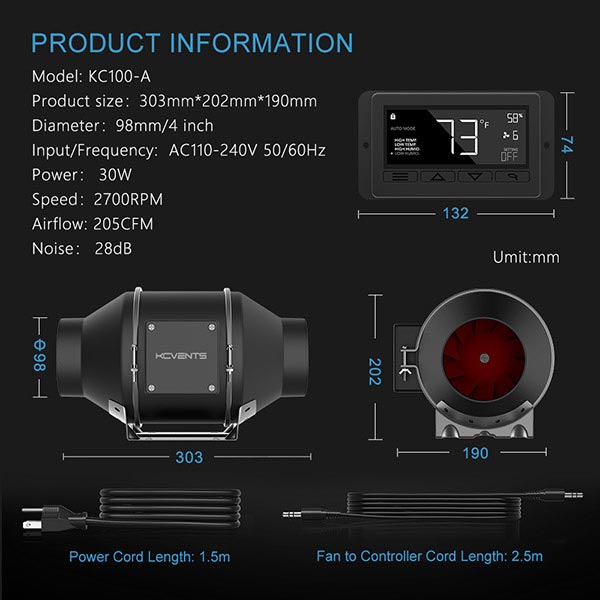 4 Inches EC Duct Fan With Controller