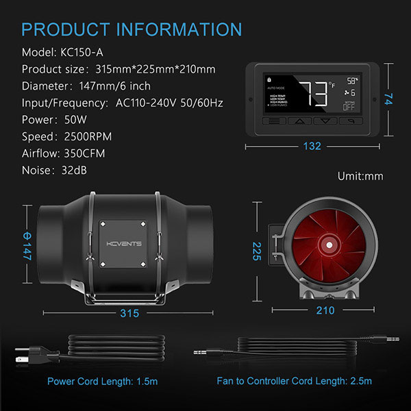 6 Inch EC Duct Fan With Controller