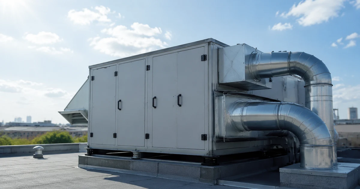 Commercial ERV unit on rooftop