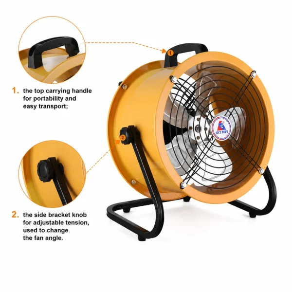 Portable drum fan used for workshop smoke exhaust and worker cooling