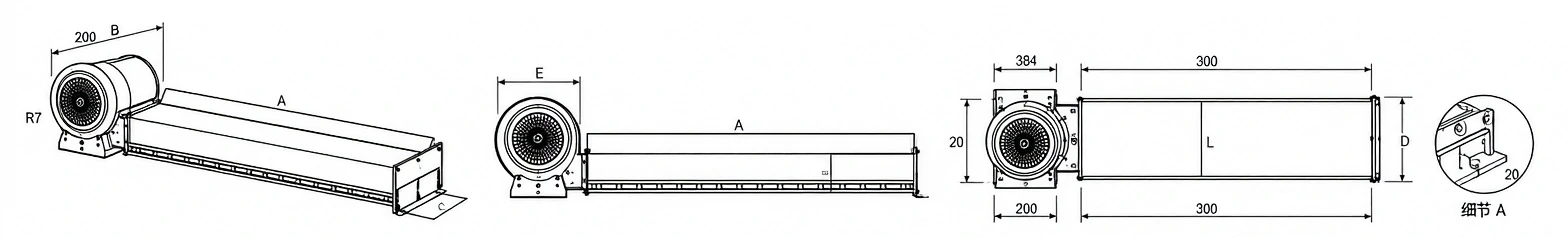Cold Storage Air Curtain product size diagram
