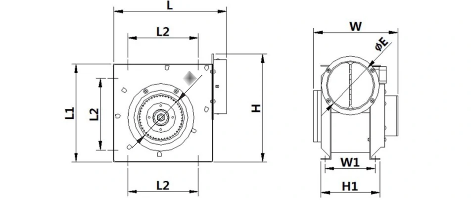 DPT Metal Inline Duct Fan Series product size diagram