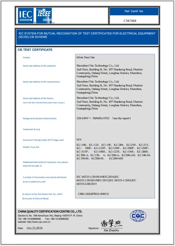 IEC CB Test Certificate