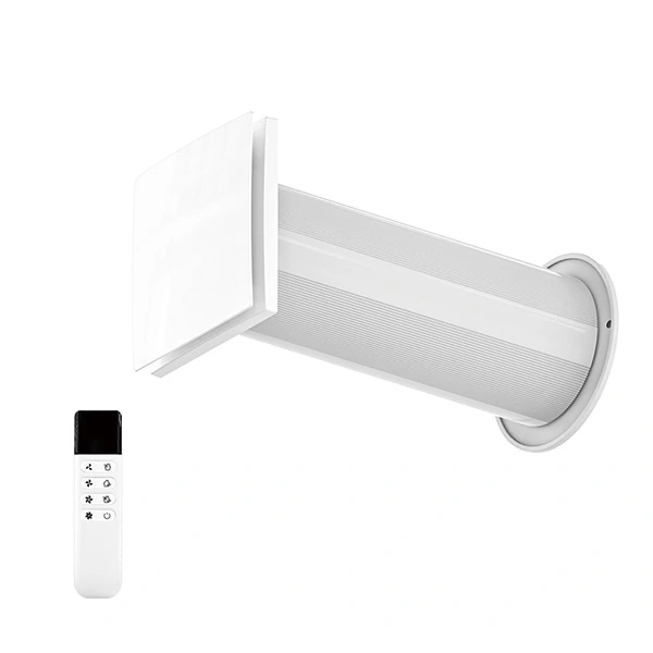 VT100 single-room heat recovery ventilator with through-wall tube and remote control