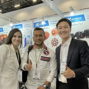 KCVENTS HVAC team with visitors at an international ventilation exhibition