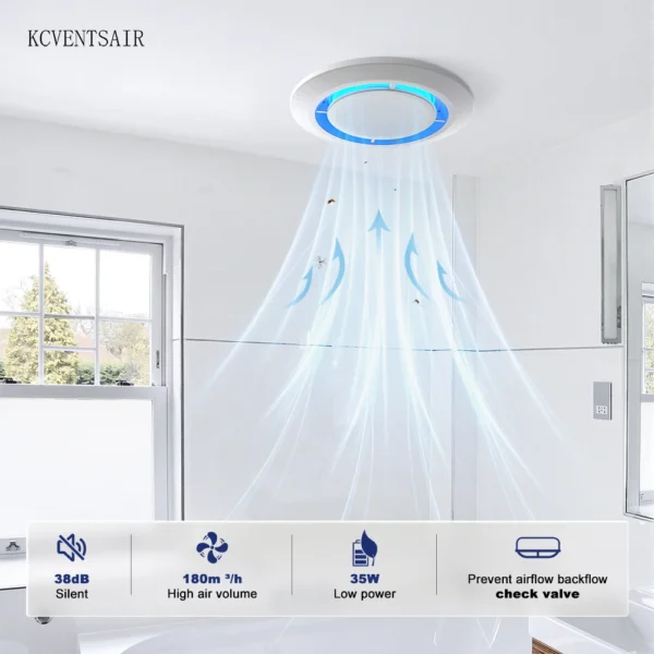 Round bathroom exhaust fan airflow application image