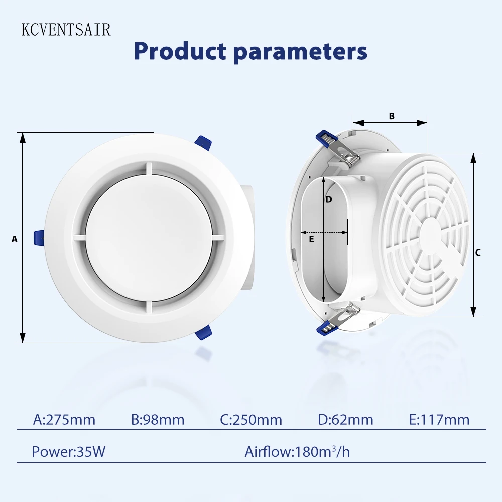 Round snap-in bathroom exhaust fan product dimensions drawing