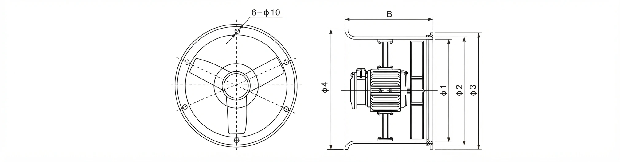 Explosion – Proof Fan – CBF-Series Installation Dimensions